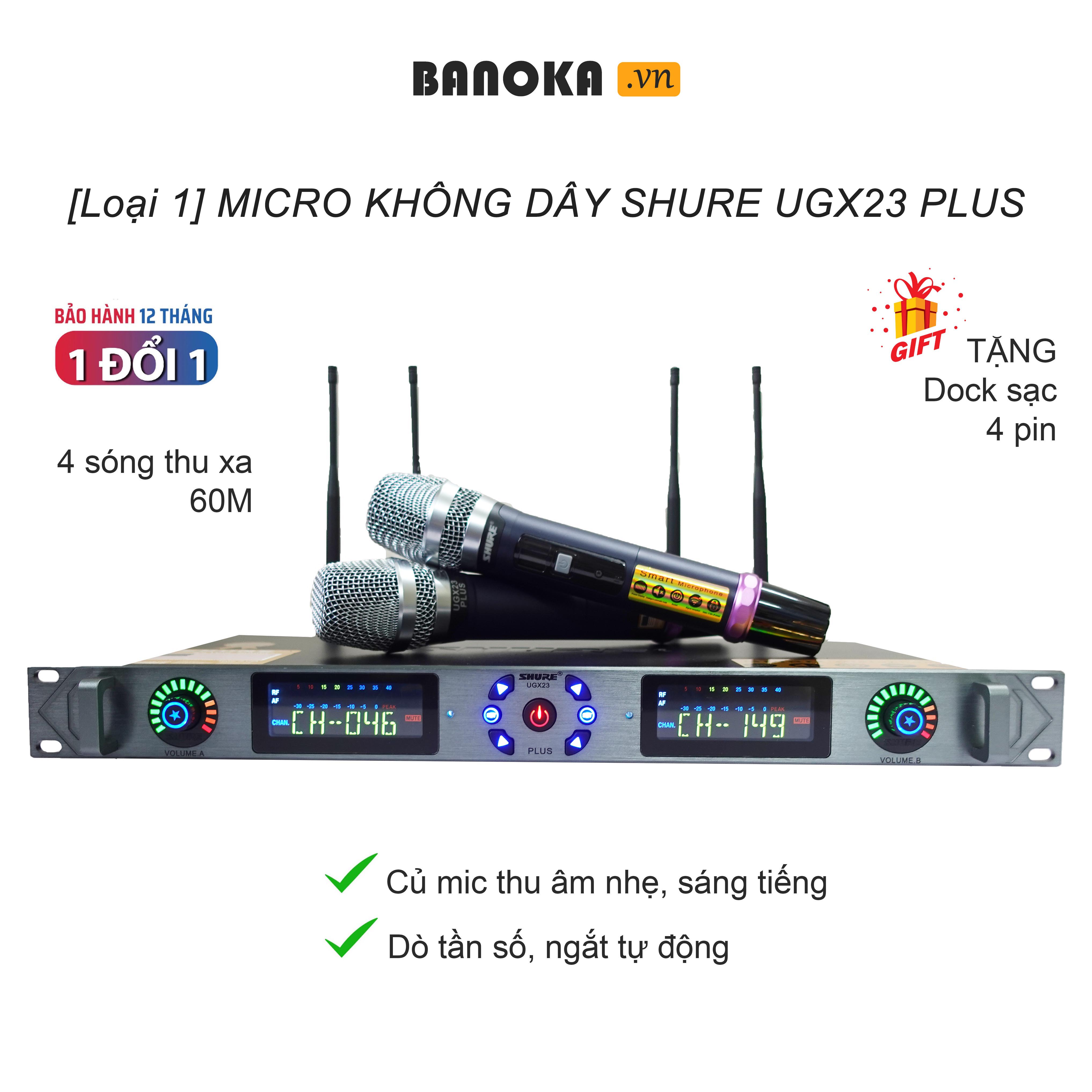 Micro Không Dây Chuyên Nghiệp Shure UGX23 Plus [Loại 1 vỉ xịn]